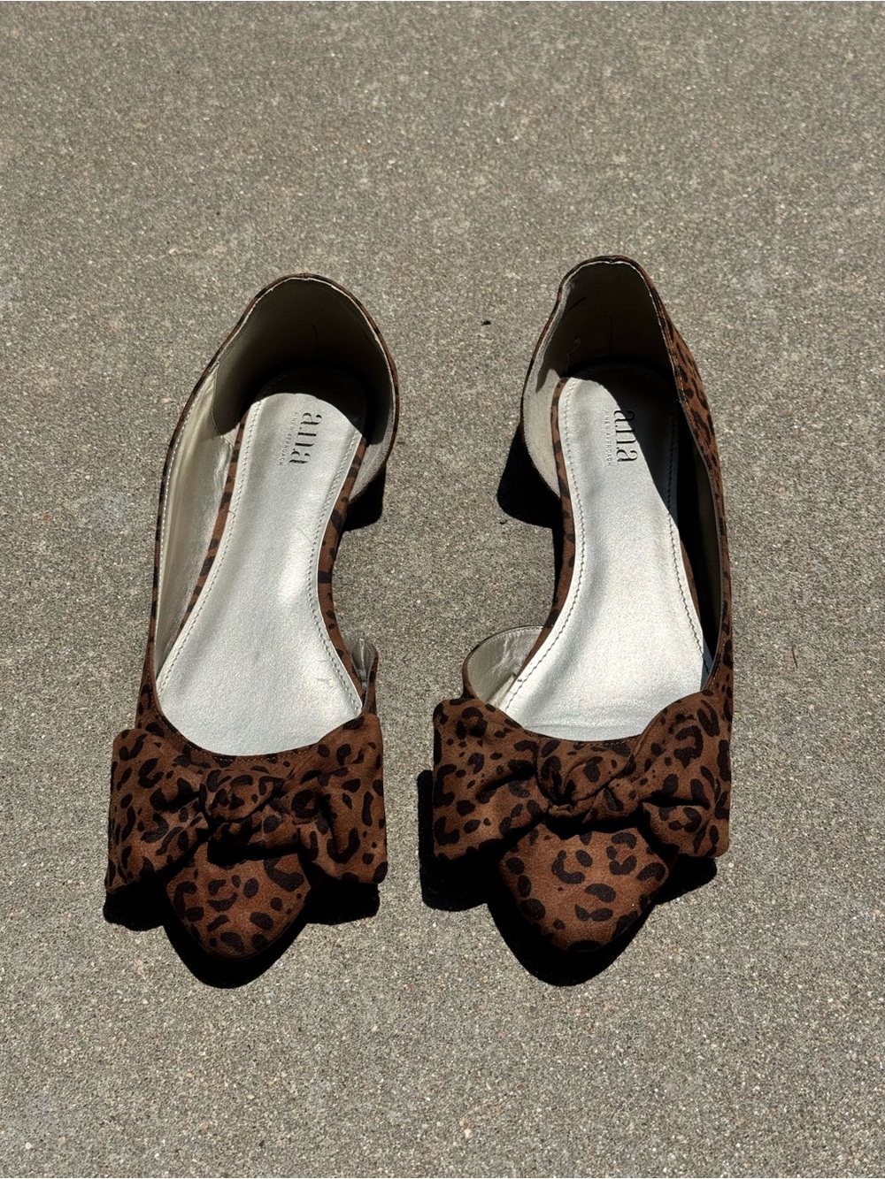 a.n.a DOROTHY Leopard Cheetah Print Point Bow Flats D’Orsay - Ana - size 9-9.5